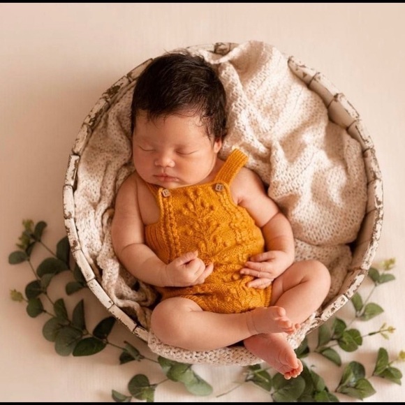 Baby Onesie 0-3 m Hand Knitted Organic Wool Romper Baby Clothes Gift Overalls - Picture 16 of 16